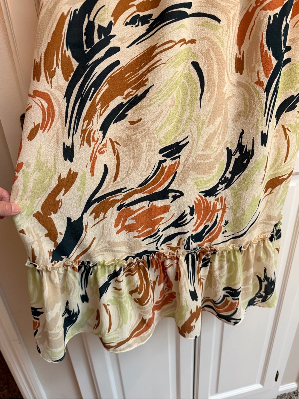 Madewell Flutter Sleeve Ruffle Waist Midi Dress in Brushing Up Print Size 6 - Picture 8 of 16